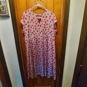 Lindy Bop A-line 40s Raspberry print midi dress UK 24/US 20